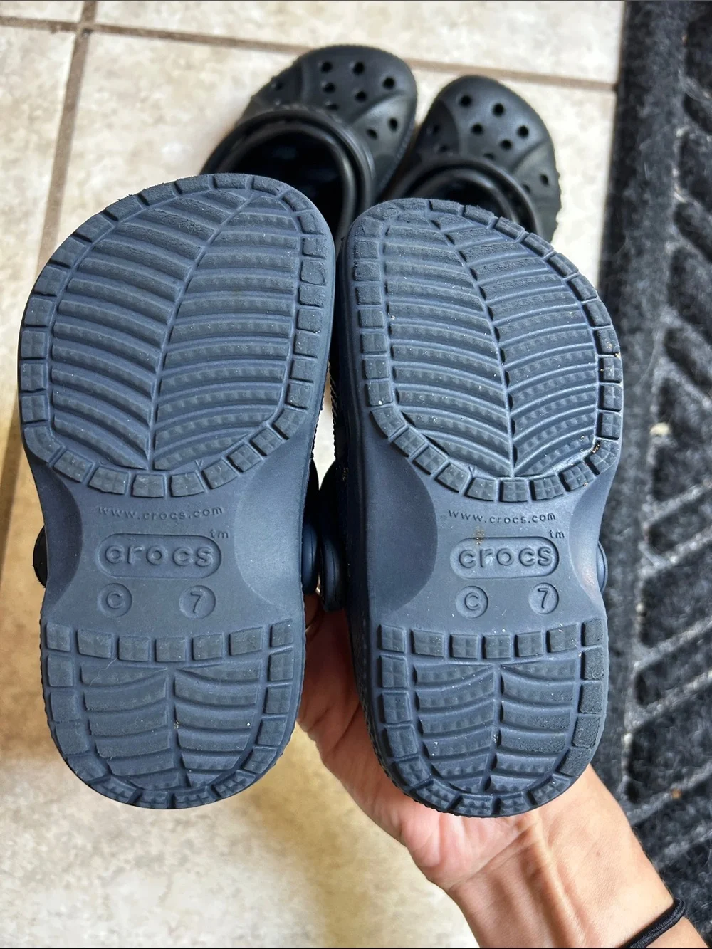 CROCS Kids Black and Navy Classic Clogs with Jibbitz